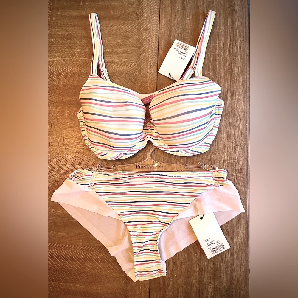 Prima Donna Bra & Panty Set. 34D with Medium Panty- multi colour